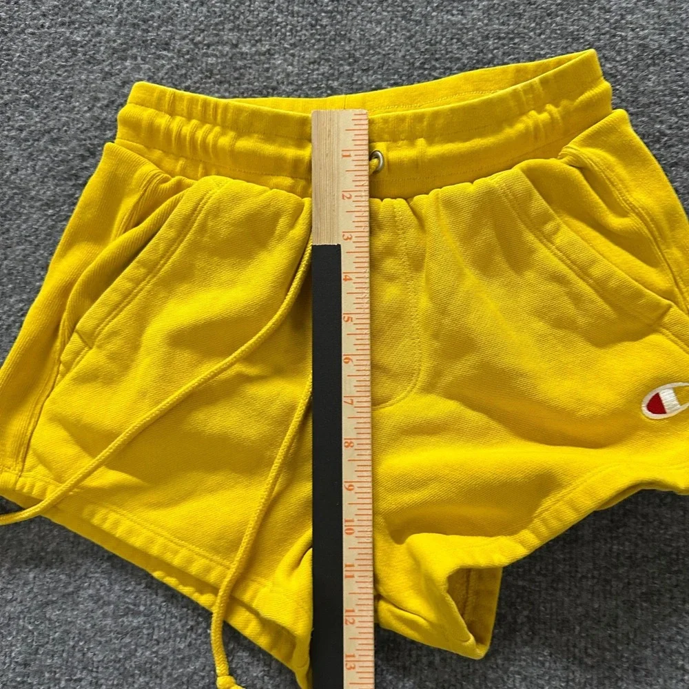 Champion Shorts Womens Size XS Yellow Reverse Weave Sweat Athletic Drawstring